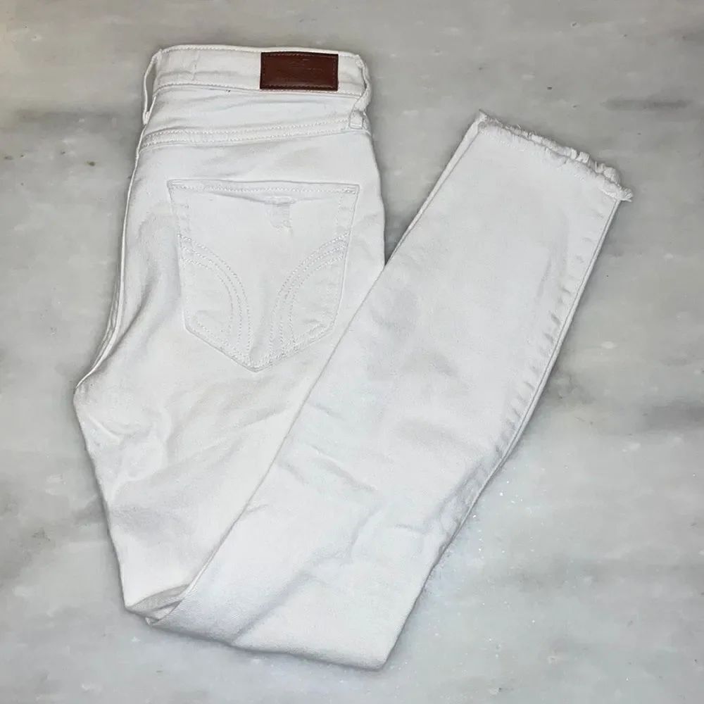 Hollister Jeans Denim White High Rise Super Skinny Crop Vintage Stretch